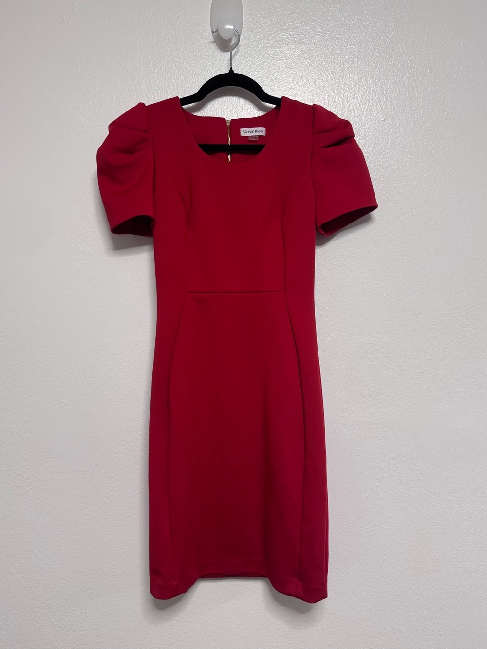 Calvin Short Sleeve Scuba Sheath Dress